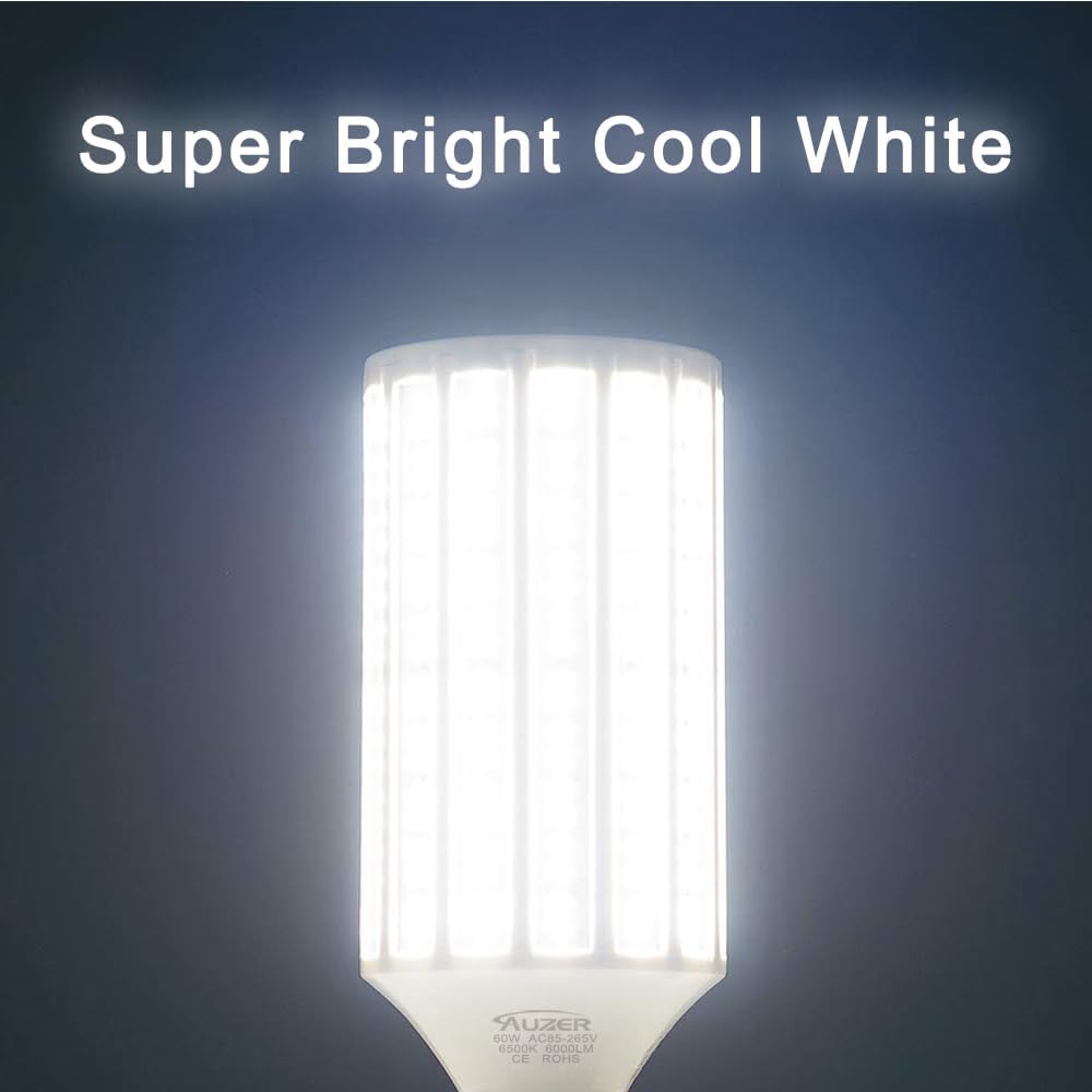 60W LED Corn Light Bulb, Large Mogul E39 Base, 6000-Lumen, 6500K Daylight Cool White,LED Corn Bulb for Large Area