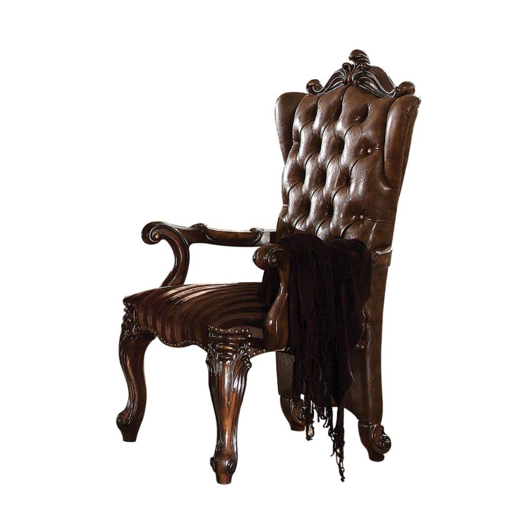 49" H Classic Dining Arm Chair Set of 2, Padded SEAT & Back and Wooden Cabriole Legs Bedroom Kitchen Restaurant, Two