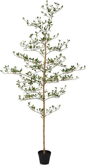 Artificial Black Olive Tree 6FT Indoor Outdoor Decor Faux Plants - Real Wood Trunk Fake Tree with Green UV Resistant