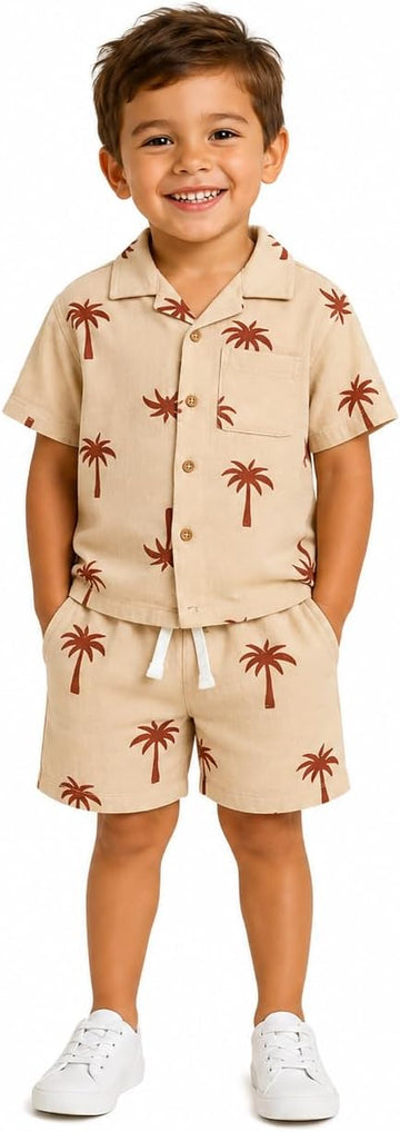 Toddler Boys French Terry Button-Down Shirt & Shorts Set ( -7)
