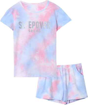 Girls' Tie Dye Pajamas, 100% Cotton Sleepover Theme