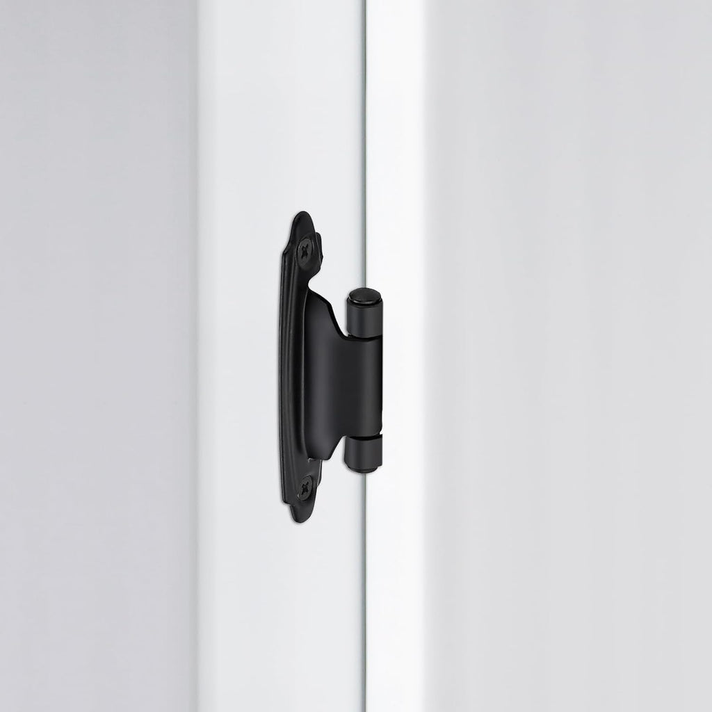 4 Pack (2 Pairs) Matte Black Cabinet Hinges Doors, Self-Closing, 1/2 Inch Overlay (Variable), Semi-Concealed Face