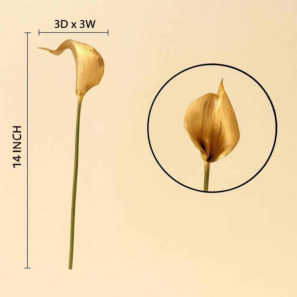 20Pcs Calla Lily Artificial, 18K Gold Real Touch