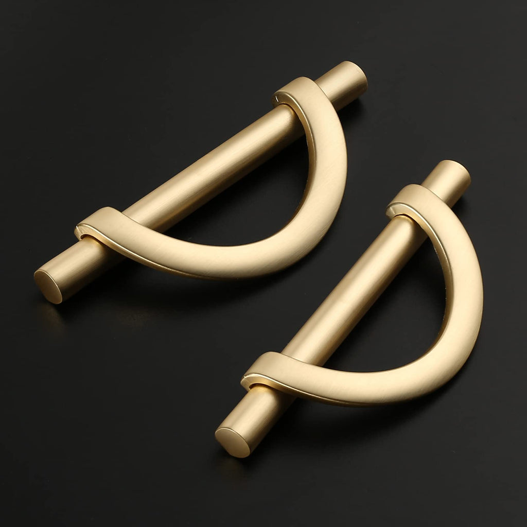 6 Pack Brushed Gold Cabinet Pulls 5 Inch(128MM) Hole Centers Kitchen Cabinet Handles Hardware Kitchen Handles for