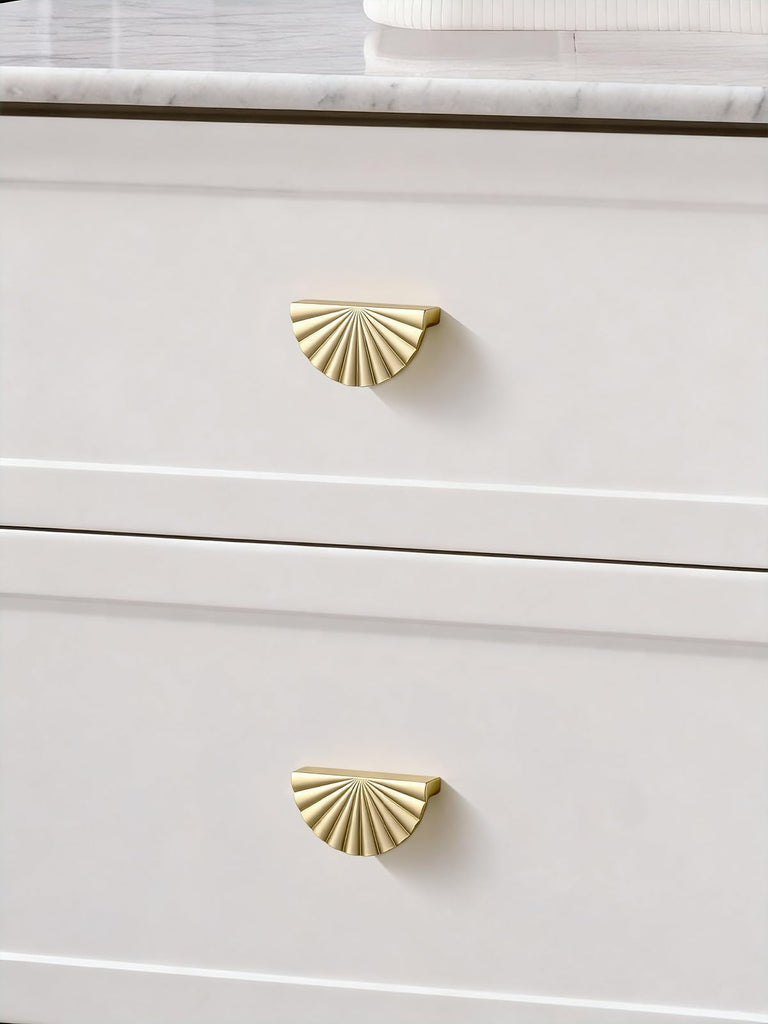 10 Pack Brushed Gold Cabinet Pulls 2.5" Hole Center Cup Flat Brass Drawer Pulls Kitchen Cupboard Bathroom Dresser