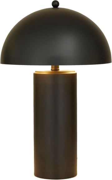 Deco 79 Metal Room Accent Lamp Table Lamp with Dome Shade, Lamp 14" x 14" x 22", Black