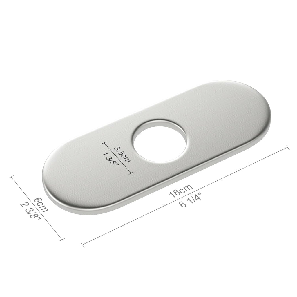6" Sink Cover Plate for 1 or 3 Hole Bathroom or Kitchen Faucet, Brushed Nickel