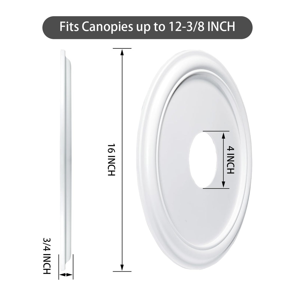 Molded Nylon Ceiling Medallion for Light Fixtures and Ceiling Fans 16"OD x 4"ID x 3/4"P (Fits Canopies up to 12-3/8")