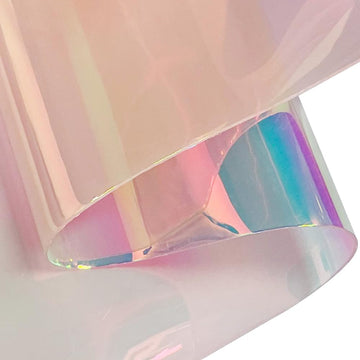 30 Gauge Holographic Clear Vinyl Roll, 12" x 54" Waterproof Iridescent Transparent TPU Jelly Plastic Fabric for DIY