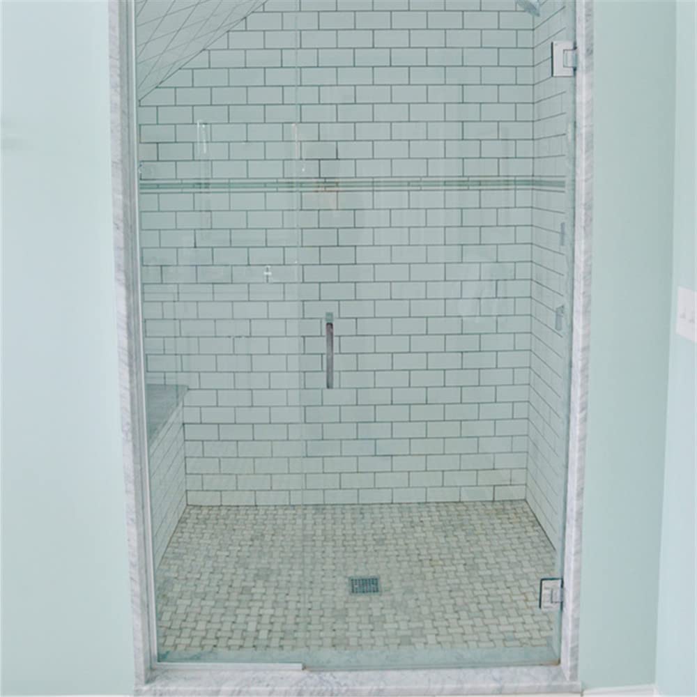 Thassos White Marble 1x2 Basketweave Mosaic Tile w/Green Jade Dots Honed Kitchen Bath Wall Floor Backsplash Shower (1