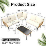 4-Piece Wicker Outdoor Patio Furniture Set | Beige for Backyard, Garden & Porch