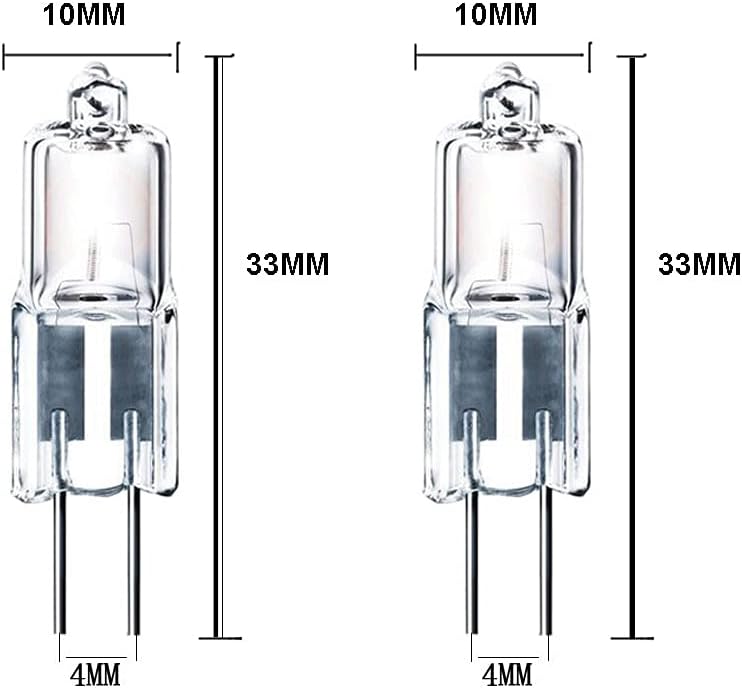 10pcs G4 Halogen Light Bulb 5W T3 JC Type Clear 12V AC/DC Bi-Pin Bulb for Landscape Lighting,Accent Track Under