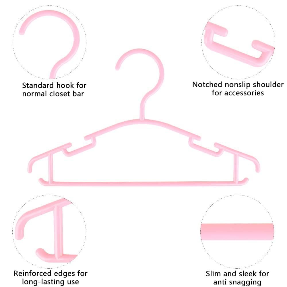 Baby Hangers, 100Pack Kids Hangers Plastic Baby Clothes Hanger for Closet - 10.2 Inch for Infant Child Children