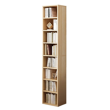 Small Narrow Corner Bookcase - 71" Tall Gap Storage Cabinet, Oak