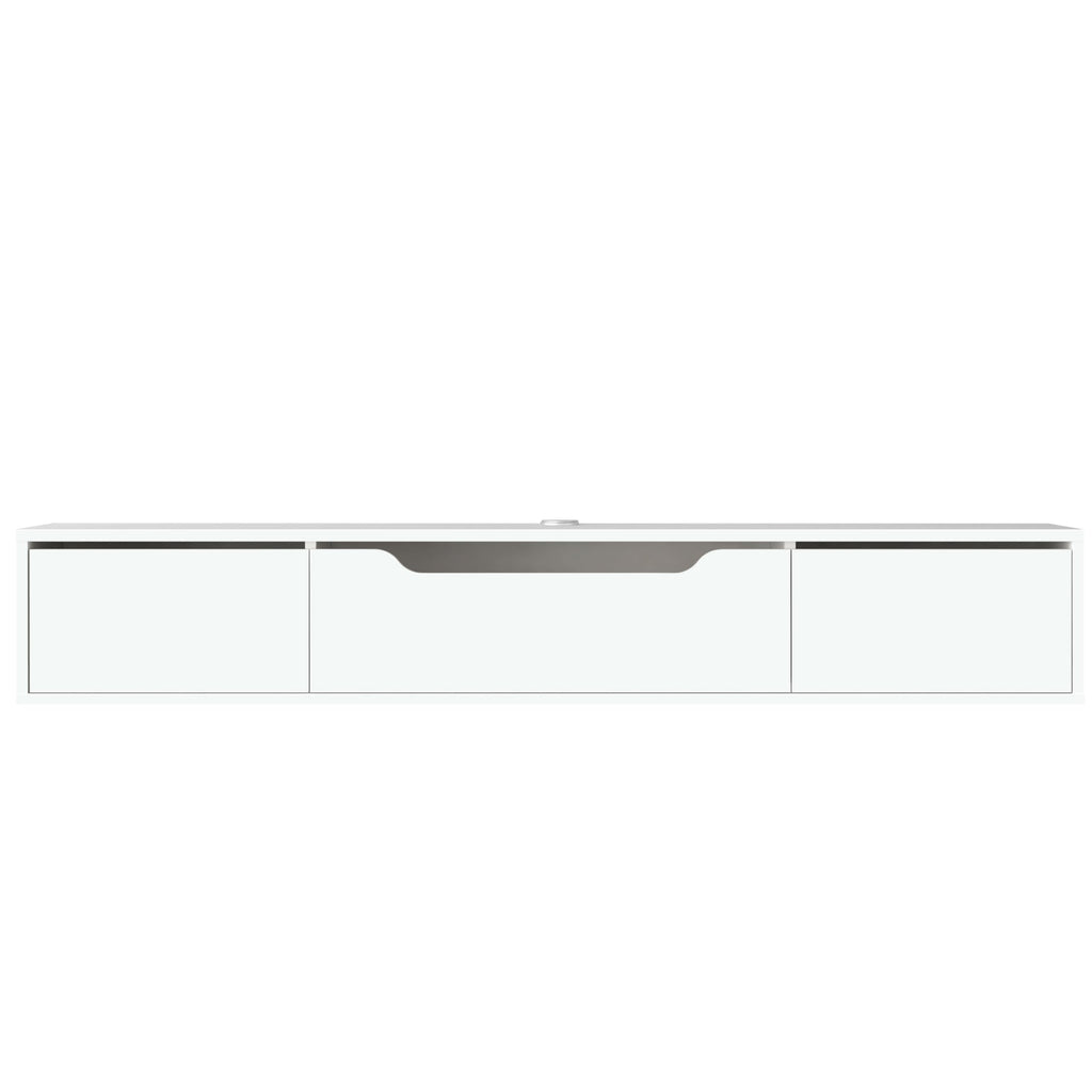 Floating TV Stand for Up to 80 Inch TVs - Wall Mounted Media Console with Handle-Free Doors - Modern Entertainment