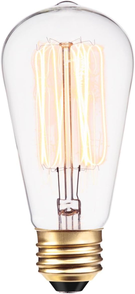 40W Vintage Edison S60 Squirrel Cage Incandescent Filament Light Bulb 3-Pack, E26 Base, 145 Lumens, Edison Bulbs