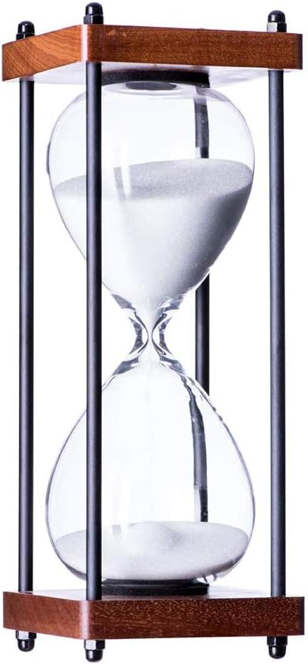 Large Hourglass Timer 60 Minute, Decorative Wooden Sandglass, White