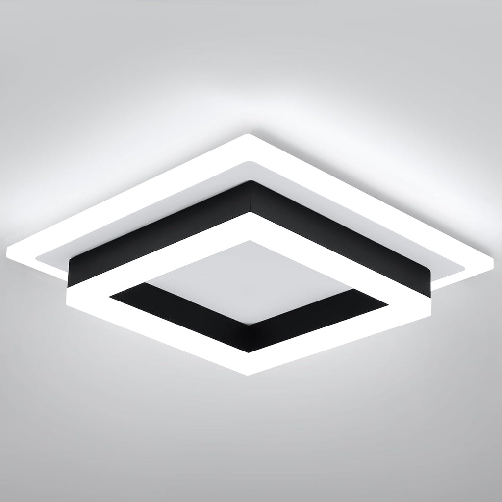 32W Modern LED Ceiling Light, Small Flush Mount Light Fixture, 6500K Cold White Ceiling Lamp, Square Hallway Lighting