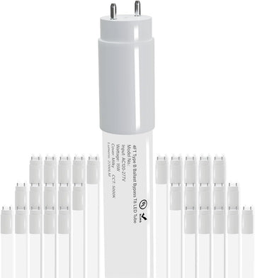 4FT T8 LED Bulbs,15W (32W Fluorescent Equivalent),5000K Daylight,1900LM,Ballast Bypass Type B,48 Inch Tube Light