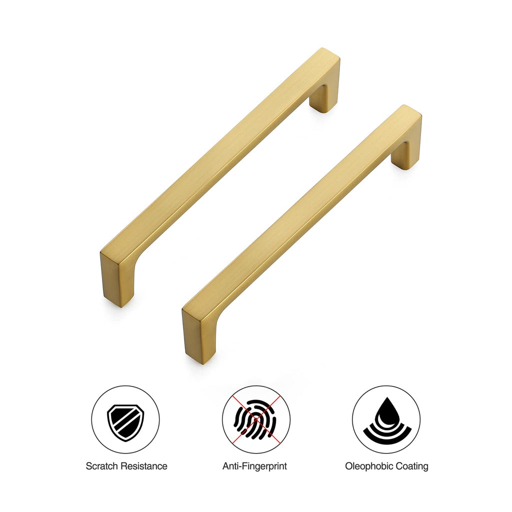 Brushed Brass Solid Pulls Cabinet Handles 5 Inch 5 Pack