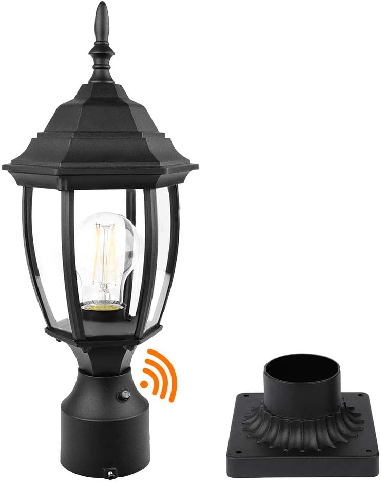Dusk to Dawn Outdoor Post Light Hardwired 120V, Waterproof Aluminum Pole Light Fixture with Pier Mount Base