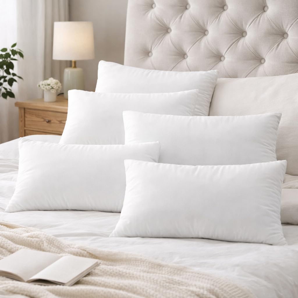 12 x 20 Pillow Inserts - Rectangular Cushion Forms with Resilient Polyester Fill, Soft Support for Sofa, Bed - Set of 4