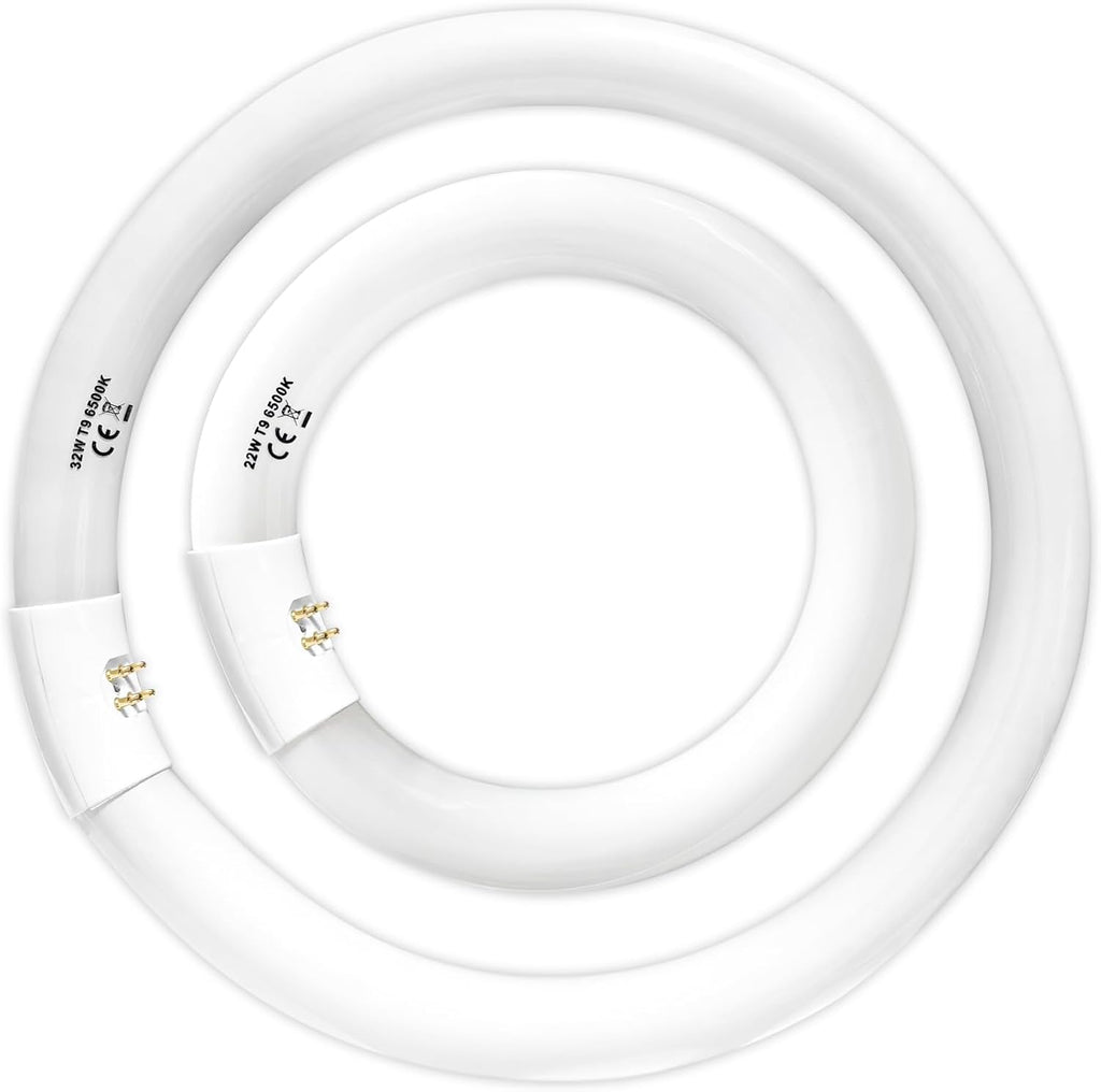 FC8T9 22W and FC12T9 32W Set Daylight, 8 inch T9 22 Watts Circular Light Bulbs, 12 inch 32 Watts Circline Fluorescent