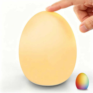 Baby Night Light, Silicone Egg Light for Kids, Portable Touch Night Lamp with 11 Colors Changing, Nursery Night Light