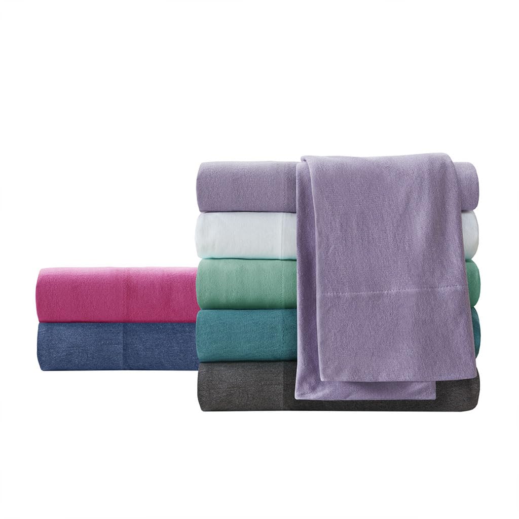 Cotton Blend Jersey Knit Sheet Set Queen Size, Purple