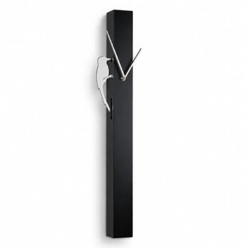 25" Modern Pendulum Wall Clock with Moving Woodpecker, Black