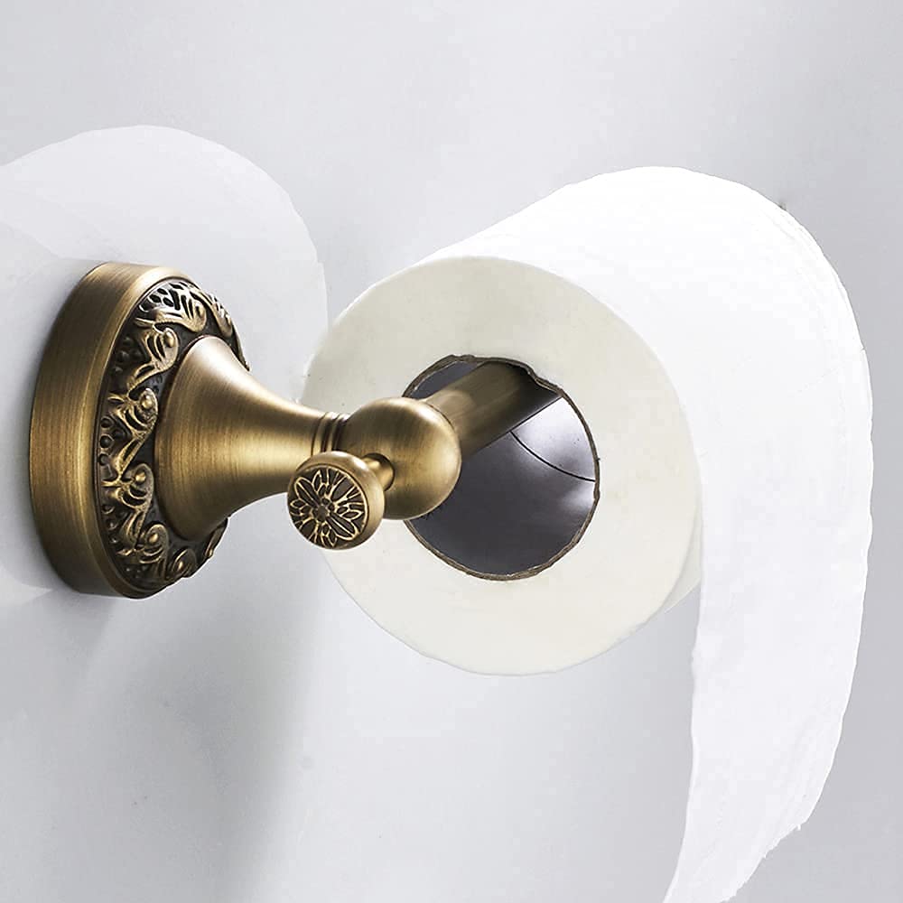 Antique Brass Towel Bar Set, Adjustable Bathroom Accessories Include Expandable Towel Holder Toilet Paper Holder