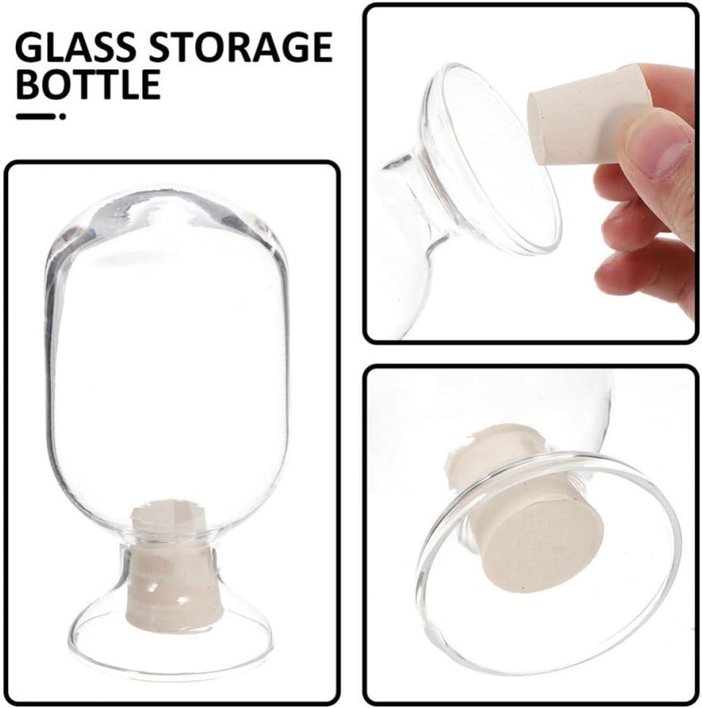 Glass Storage Bottles for Storing Decorative Matches with Lid Design and Displaying Small Items, Glass - Set of 3