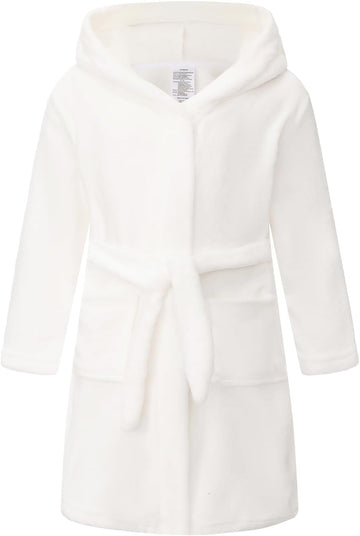 Girls Fleece Hooded Robe Warm Sleepwear for Toddler Kids Soft Fuzzy Bathrobe Gifts
