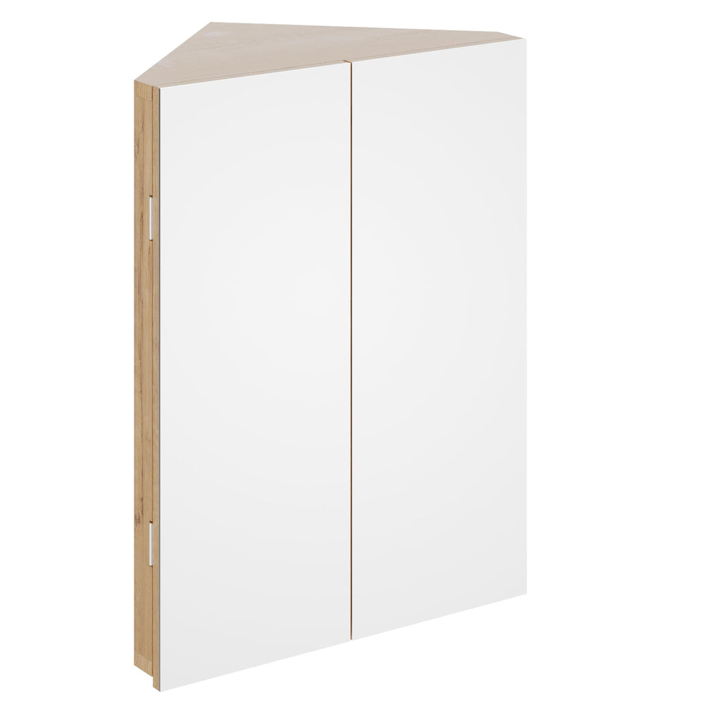 24" Bathroom Corner Medicine Cabinet W/Mirror, Double Doors Bathroom Nature Wall Mount Mirror Cabinet, Hanging Triple
