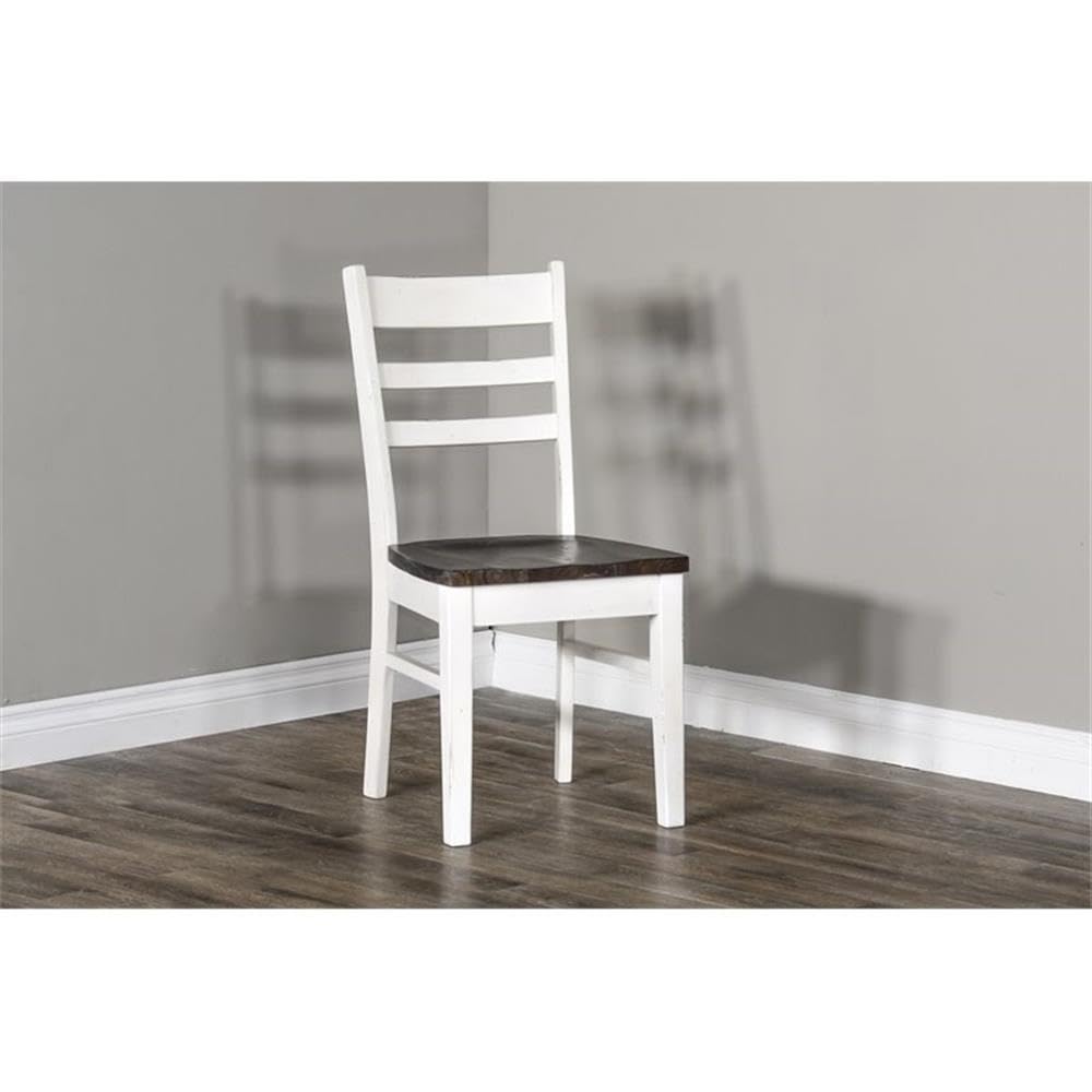 Bayside Farmhouse 4 Piece Wood Breakfast Nook Set in White/Brown