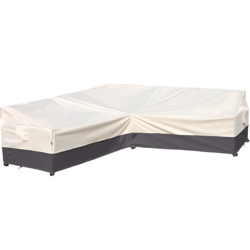 Outdoor Sectional Cover Patio Furniture Covers Waterproof Rip-Stop Anti-UV 600D Heavy Duty Couch Sofa Cover with 3