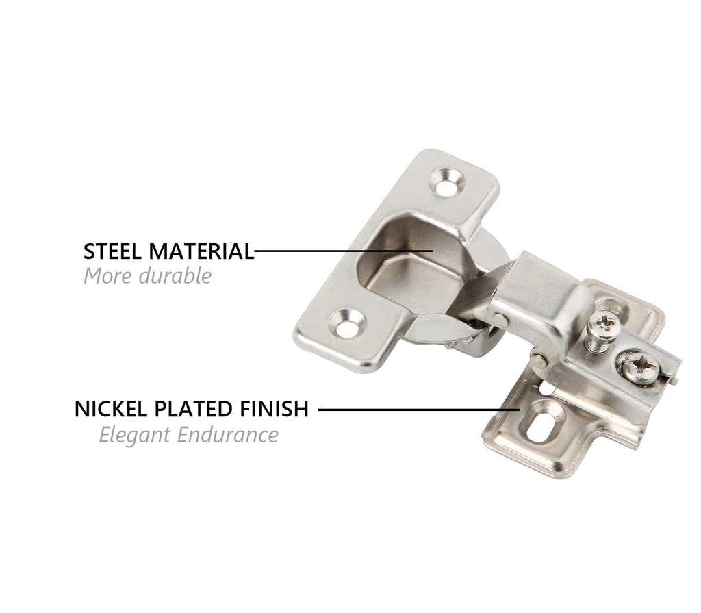 1/2 inch Overlay Concealed Cabinet Hinges, Self-Closing Short Arm European Hinge for Face Frame Cabinets, 105Deg