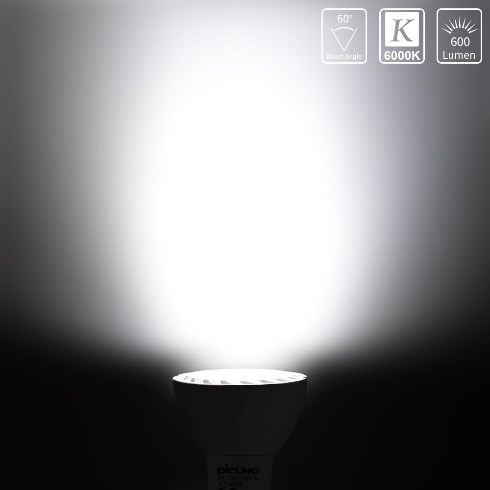 GU10 LED Bulb, 60W Equivalent, 600LM, Daylight White 6000K, 10-Pack