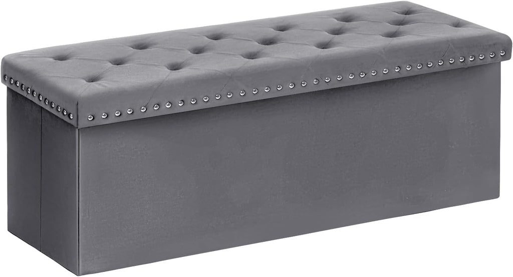 Storage Ottoman Bench, Folding Tufted Ottomans with Storage, Extra Large 140L Storage Boxes Footrest Bench , Luxury