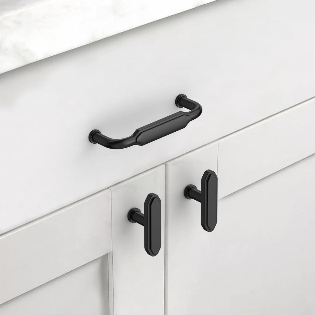 10 Pack 3 Inch(76mm) Matte Black Kitchen Cabinet Handles Black Cabinet Pulls Cabinet Hardware for Cupboard Drawer
