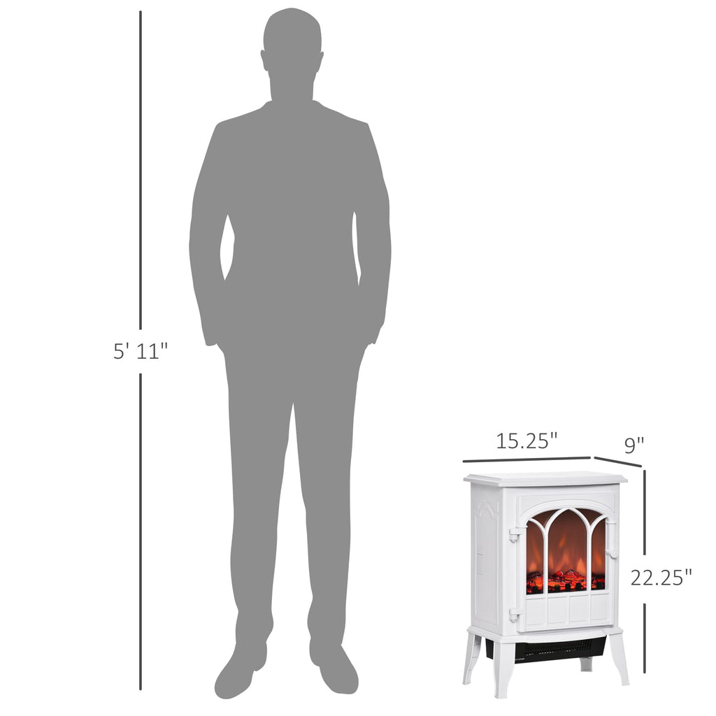 22" Electric Fireplace Stove Freestanding Fire Place Heater White