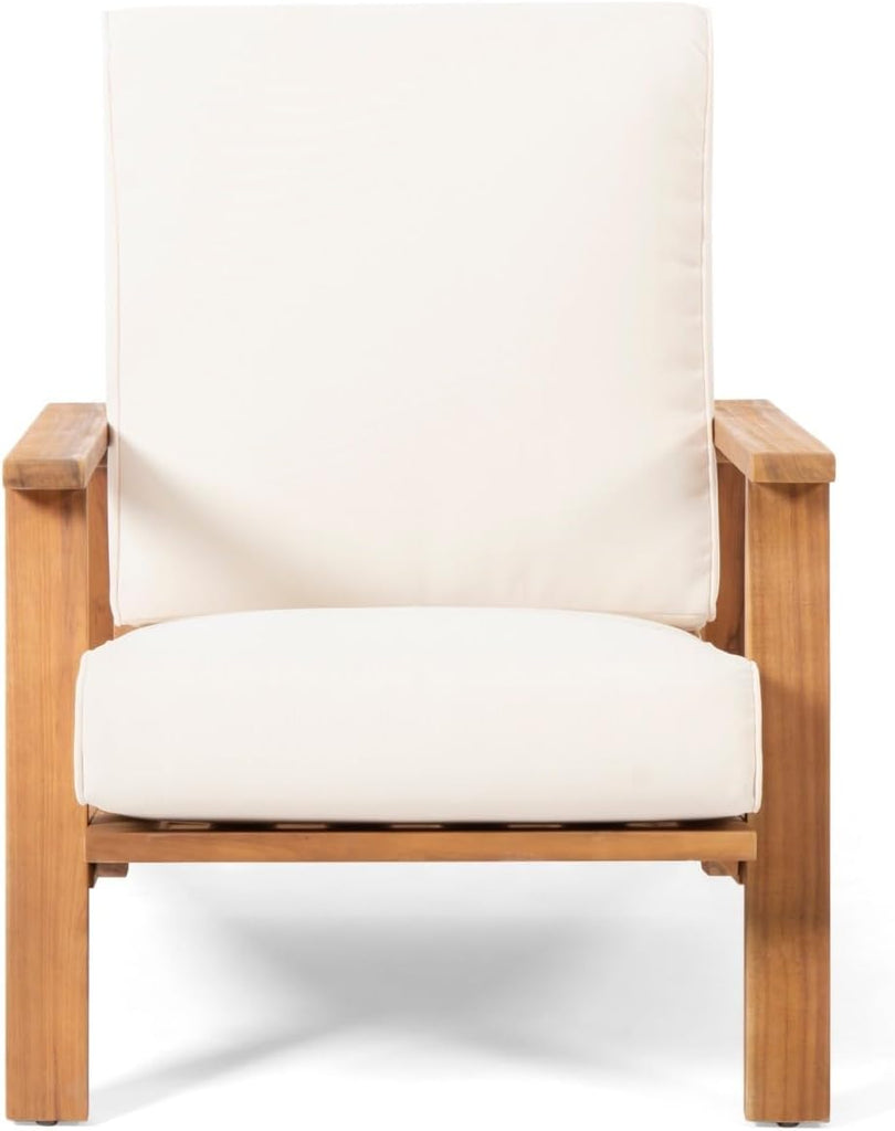Acacia Wood Outdoor Chaise Lounge Chair, Patio Reading Lazy Recliner Sofa Couches Seating with Weather-Resistant