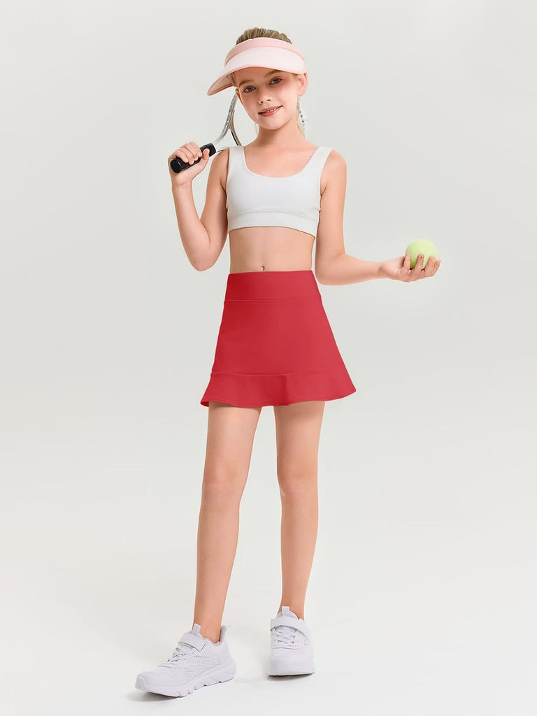 Girls A-line Tennis Skirts with Shorts Athletic Skorts