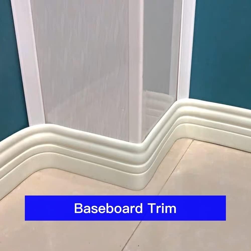5" X 32.8' Flexible Nbr Baseboard Molding, Self-Adhesive Vinyl Quadrant Trim & Corner Edging Strip, Peel and Stick