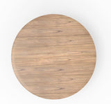 Brown Round Dining Table 59 Inches, Natural Finish with Tapered Pedestal Base, Solid Rubberwood Mindi Veneer, Seats