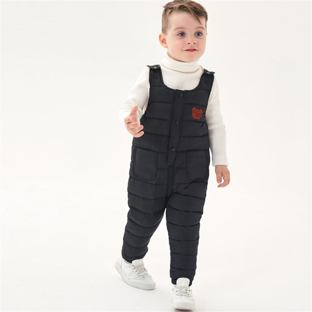 Toddler Snow Suit Boy Snow Bibs Kids SnowSuit Puffer Winter Warm Zip Up Baby Snowsuits Waterproof 0ne Piece Quilted