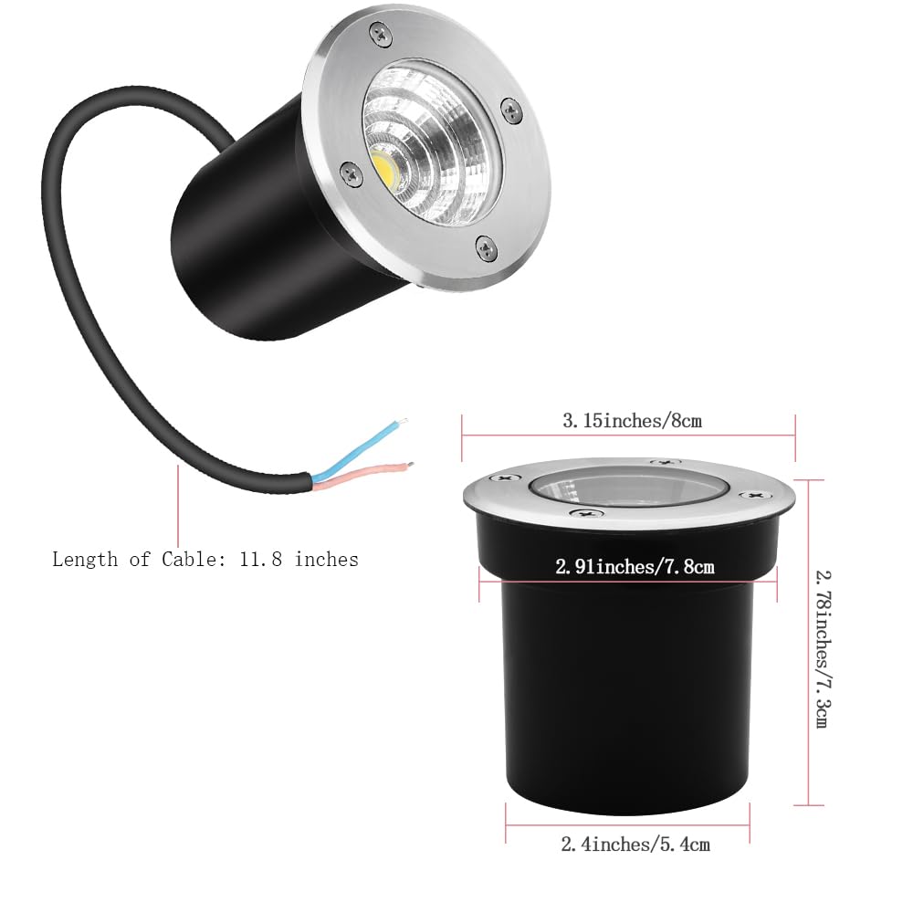 Well Lights LED Low Voltage Landscape Lights, Outdoor In Ground Light 12V-24V 5W Warm White 3000K, IP65