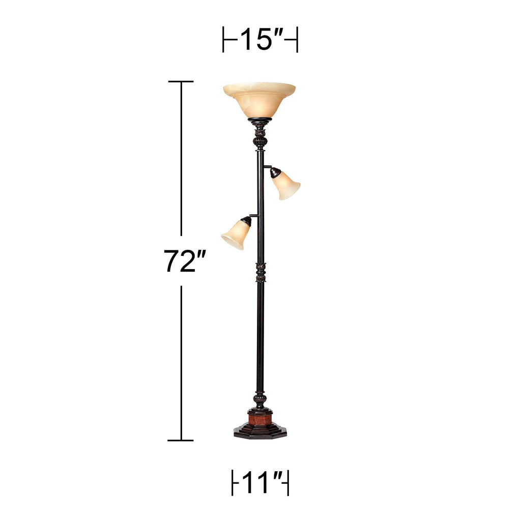 Sonnett 72" Tall 3-Light Torchiere Floor Lamp Living Room