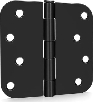 12 Pack Interior and Exterior Door Hinges, Matte Black Door Hinges 4 inch x 4 inch with 5/8" Radius Corners