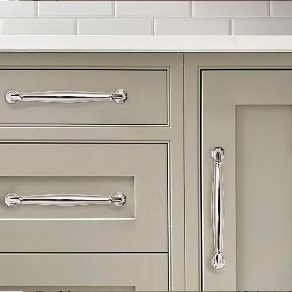 10 Pack 6 Inch(152mm) Polished Nickel Heavy Duty Solid Cabinet Handles Cabinet Pulls Heavy Duty Solid Cabinet